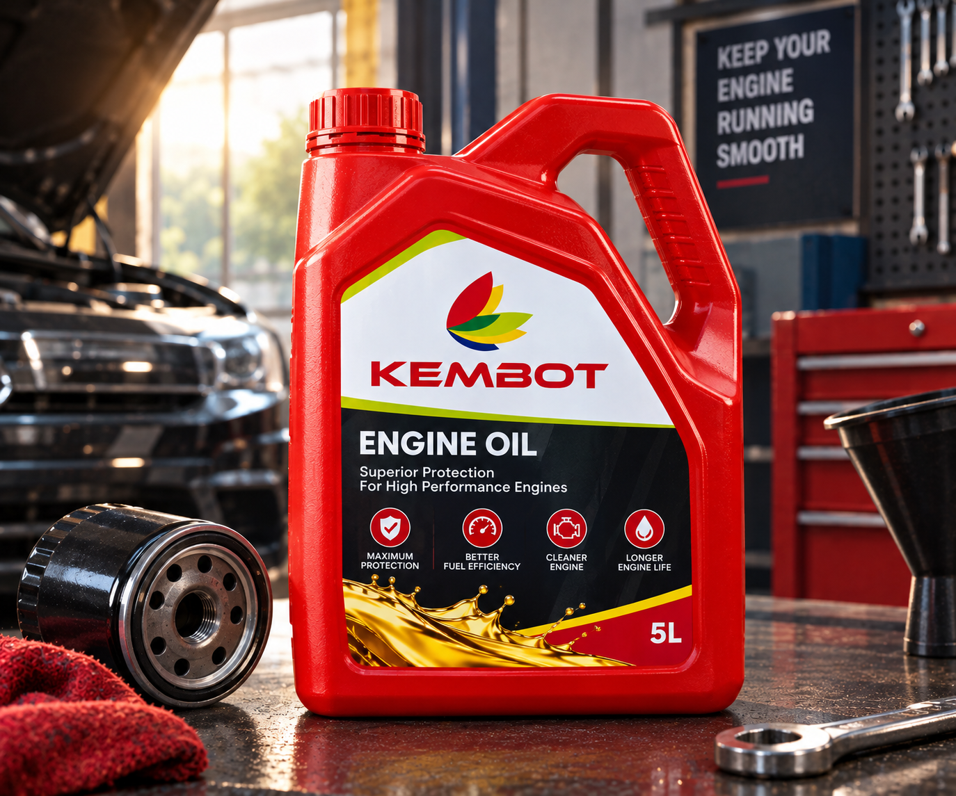 Premium Multi Grade Diesel Engine Oil (MIL-C) - KEMBOT PREMIUM 15W/40 (CF4, CH4, CJ4, CK+ Series)